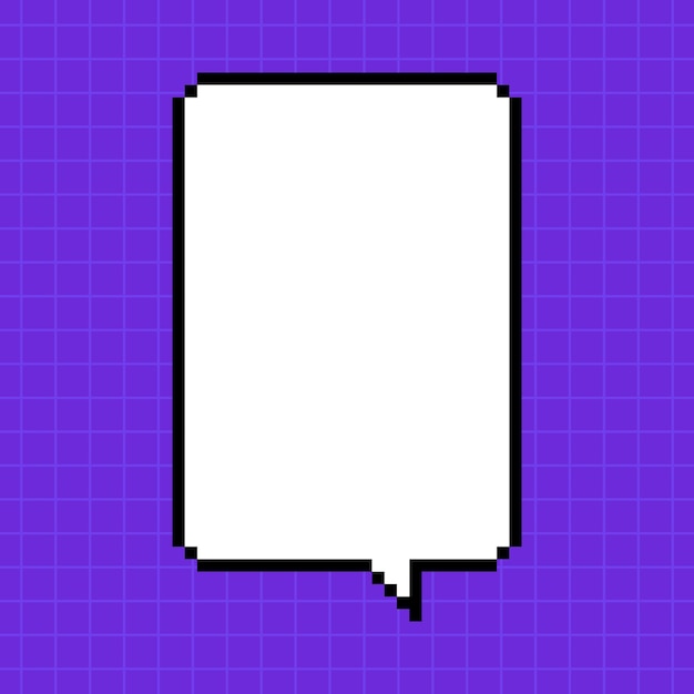 Pixel tall vertical dialog box against bright purple checkered background Illustration in the style