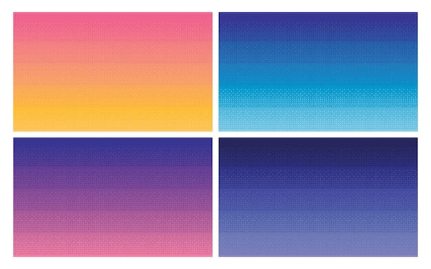 Pixel times of day sky Gradient background Retro video games 8bit pixel night background Graphic computer texture noon night morning and evening Halftone vector texture