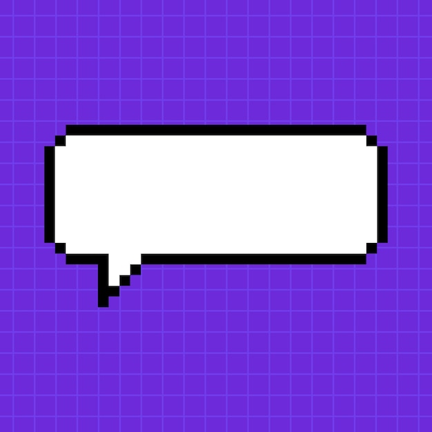 Pixelated narrow horizontal dialog box on a bright purple background Illustration in the style