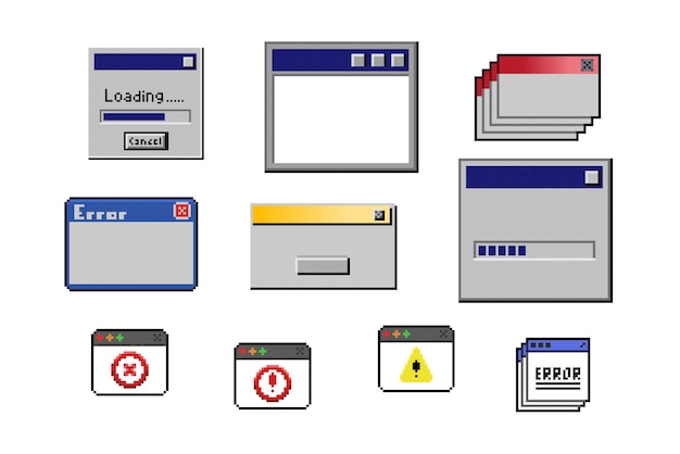 pixelated notification sign collection set