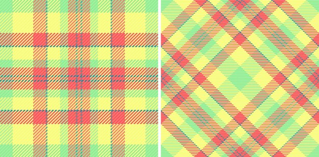Plaid background textile of fabric pattern tartan with a check texture seamless vector Set in rainbow colors for luxurious bed linens