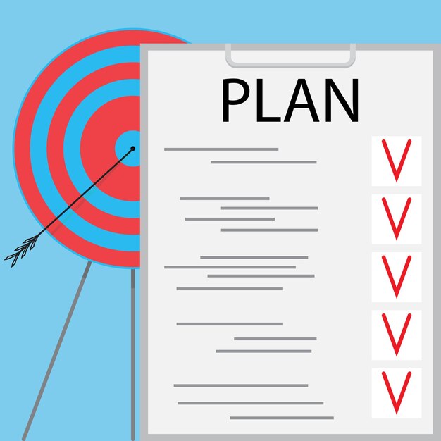 Plan is executed goal is achieved Target and bullseye dart board and bulls eye target Vector illustration