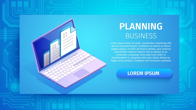 Planning Business Horizontal Banner with Laptop