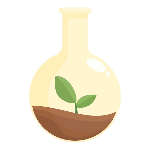 Plant growing inside a lab flask symbolizing sustainable science and green innovation
