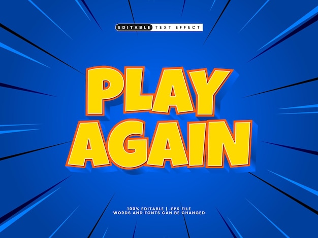 play again editable text effect in kids and funny text style