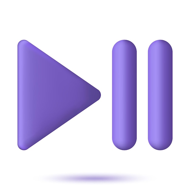 Play or pause button. 3d icon