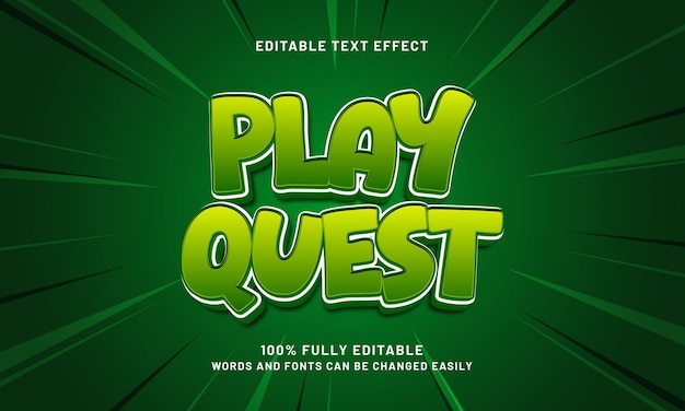 play quest editable text effect with a game and kids text style