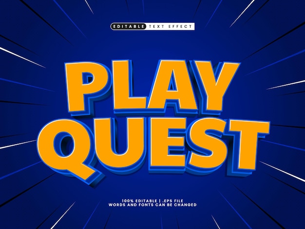 play quest editable text effect with play game style