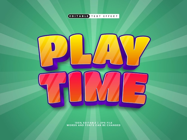 play time editable text effect kids style