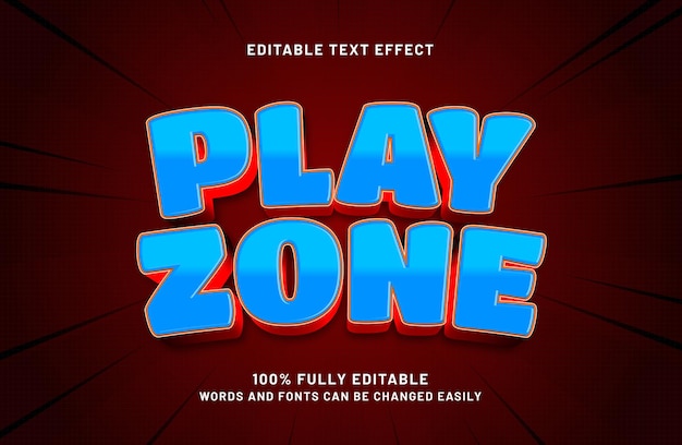 play zone editable text effect in kids and game text style