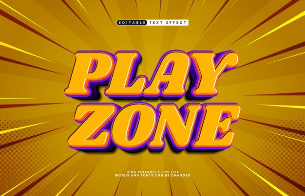 play zone editable text effect with a kids and game text style