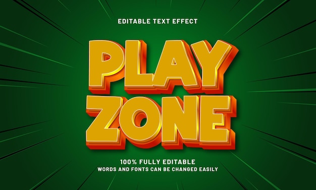 play zone editable text effect with a play and kids theme