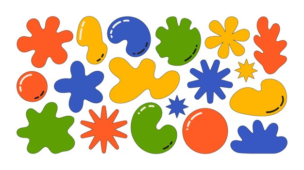 Playful Abstract Shape Pattern Vector fun and colorful collection of geometric fluid shapes
