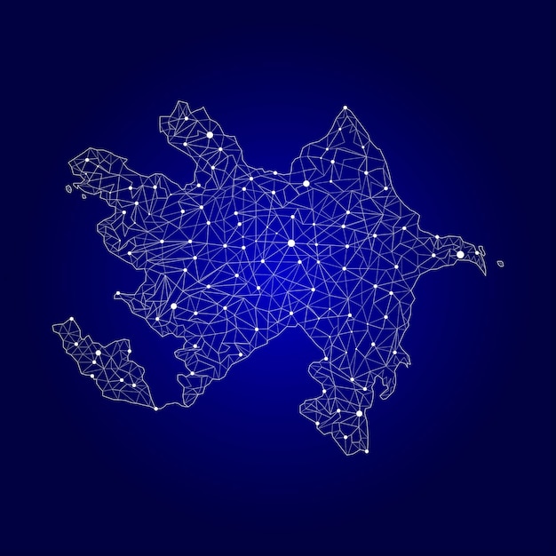 Plexus Map of Azerbaijan Vector Illustration