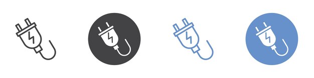 plug icon flat art in black and white isolated