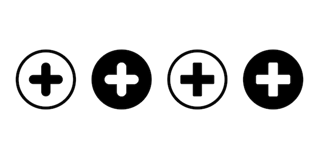 Plus icon set and Add icon or Medical Plus icon design on white background