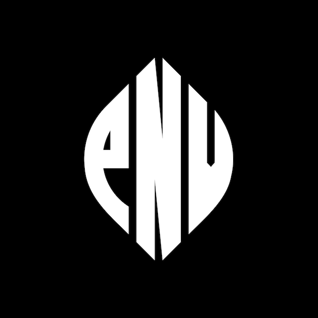 PNV circle letter logo design with circle and ellipse shape PNV ellipse letters with typographic style The three initials form a circle logo PNV Circle Emblem Abstract Monogram Letter Mark Vector