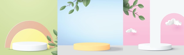 podium stand minimal wall clean vector 3d modern empty design for product mockup display abstract