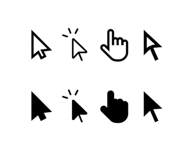 Pointer cursor icons Computer web arrows mouse cursors and clicking line pointer cursor selecting