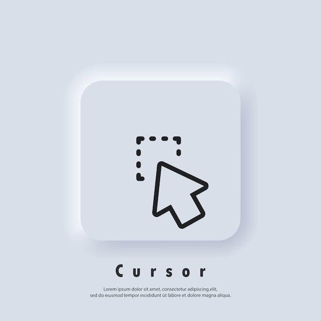 pointer icon logo. cursor sign. click icon. computer mouse, cursors, pointing. arrow and wait. vector eps 10. ui icon. neumorphic ui ux white user interface web button. neumorphism