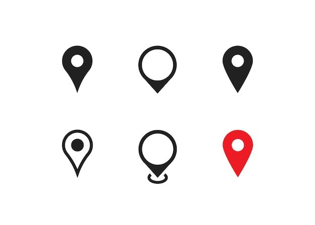 Pointer icon set Map pin symbol Gps location marker sign Travel arrow concept illustration in vector flat