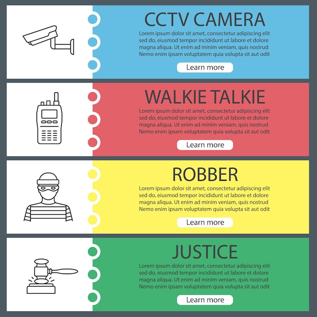 Police web banner templates set