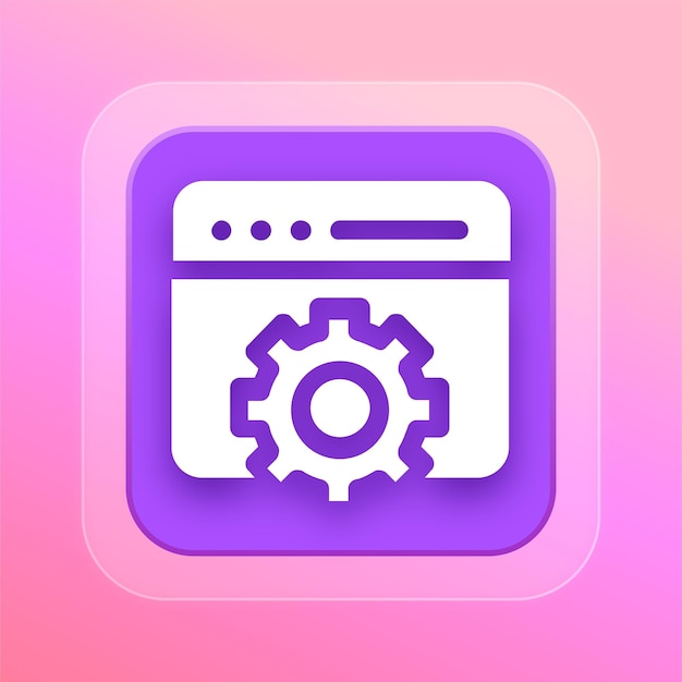 Polished Purple Glass Effect Web Development Icon with Editable Background
