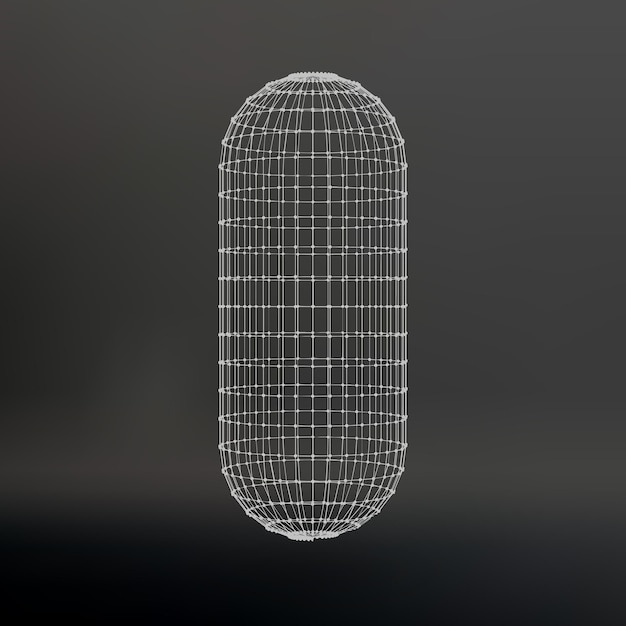 Polygonaalinen kapseli Wireframe-verkkokapseli Viivojen yhdistämien pisteiden atomihila