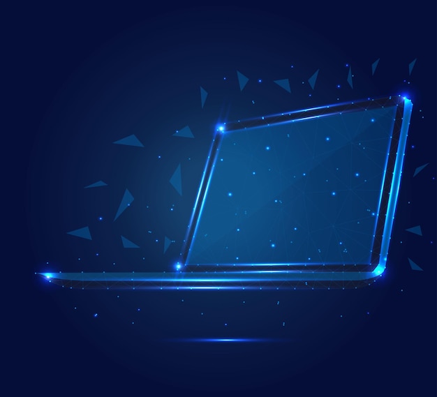 Polygonal laptop isometric blue 1 4mp 4