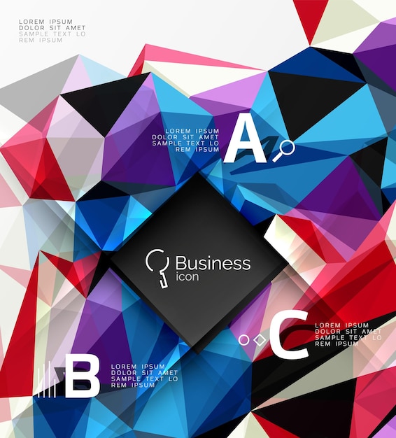 Polygonal triangle abstract background with infographics