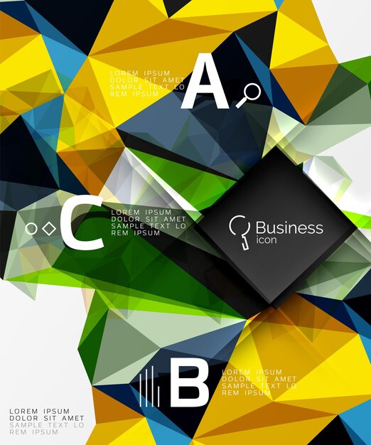 Polygonal triangle abstract background with infographics