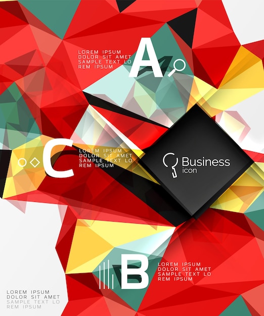 Polygonal triangle abstract background with infographics