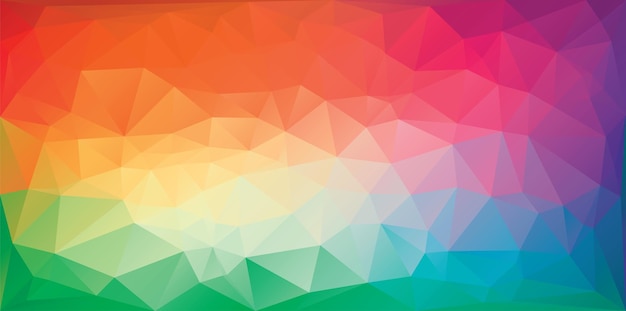 Polygonal triangular background in bright rainbow colors. Colorful banner template.
