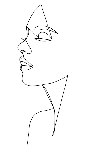 Portrait along the lines Fashionable linear portrait of a young beautiful woman