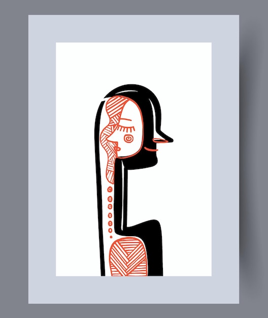Portrait people abstract faces wall art print