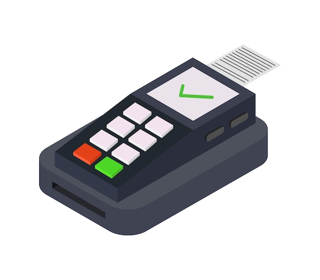 Pos terminal isometric on background