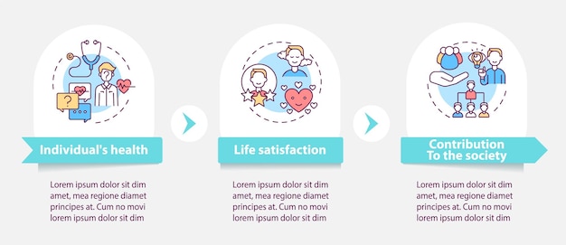 Positive adult development effects vector infographic template. Success presentation design elements. Data visualization with 3 steps. Process timeline chart. Workflow layout with linear icons