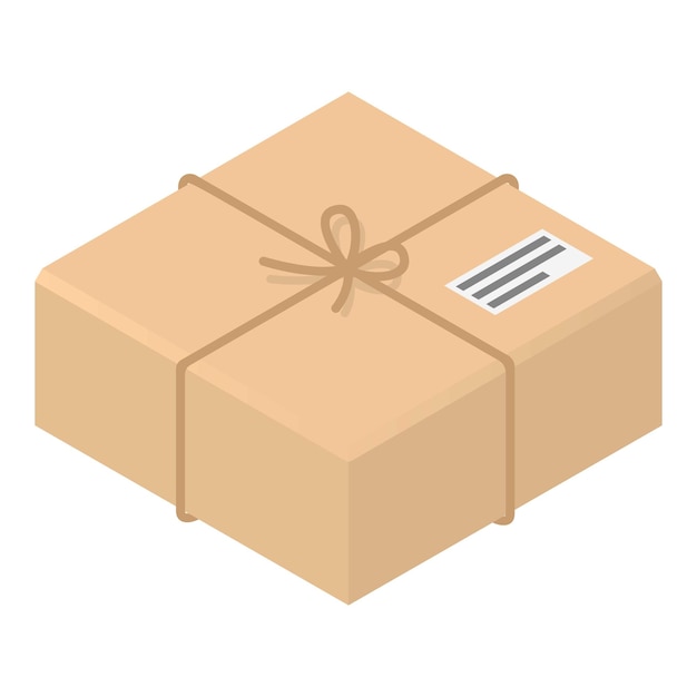 Postal carton box icon Isometric of postal carton box vector icon for web design isolated on white background