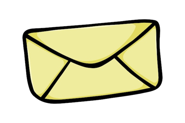 Postal envelope with letter doodle line cartoon
