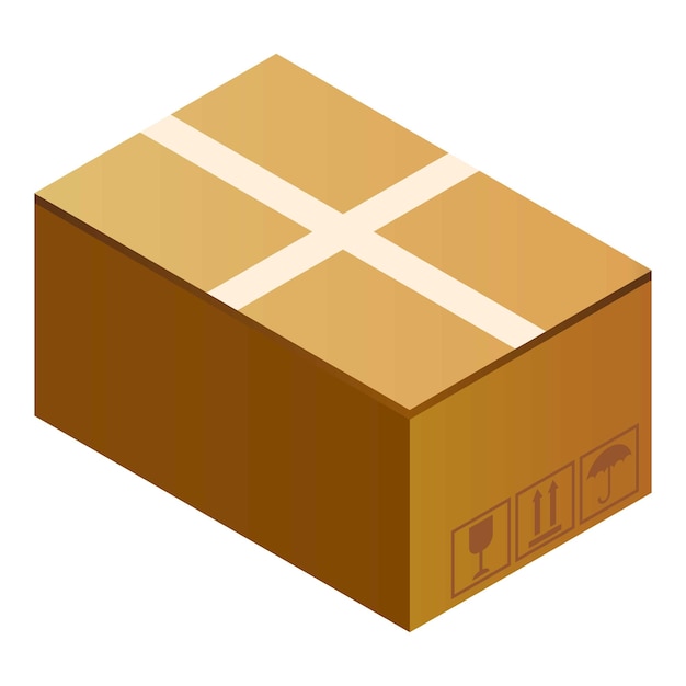 Postal parcel box icon Isometric of postal parcel box vector icon for web design isolated on white background