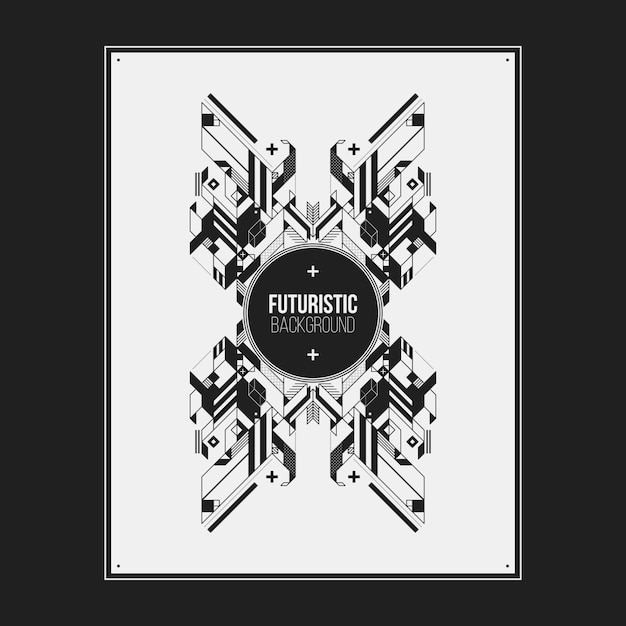 Poster/print design template with symmetric abstract element on white background. Useful for book and magazine covers.