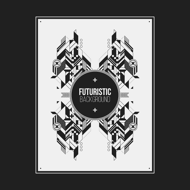 poster/print design template with symmetric abstract element on white background. useful for book and magazine covers.