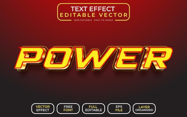 power 3d text effect eps vector file