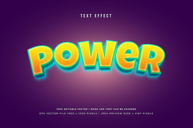 Power 3d text effect on purple background