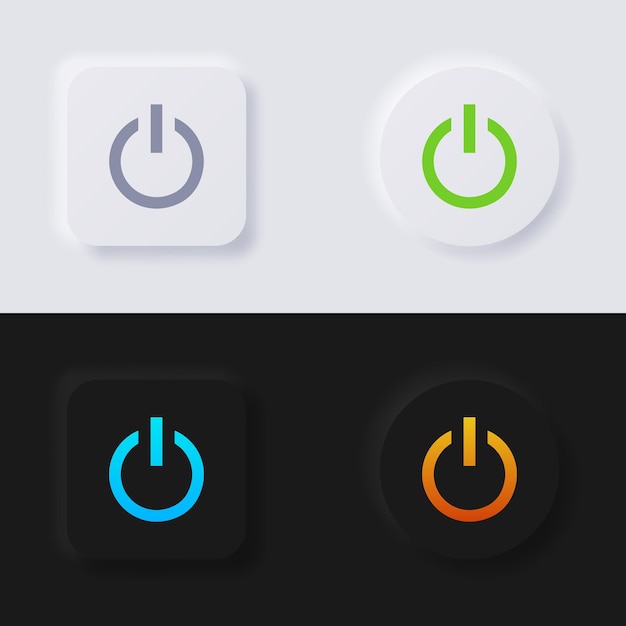 Power button icon set Multicolor neumorphism button soft UI Design for Web design Application UI and more Button Vector