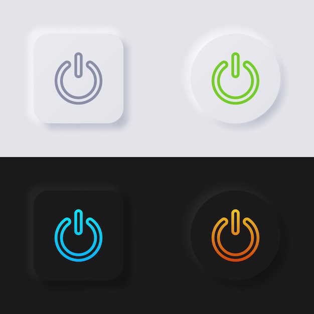Power button icon set Multicolor neumorphism button soft UI Design for Web design Application UI and more Button Vector