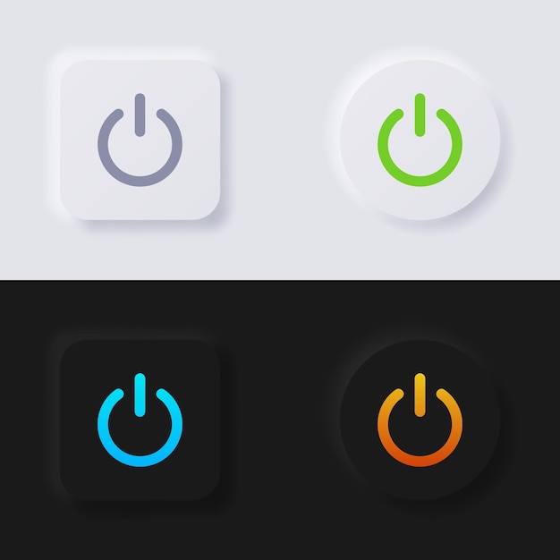 Power button icon set Multicolor neumorphism button soft UI Design for Web design Application UI and more Button Vector