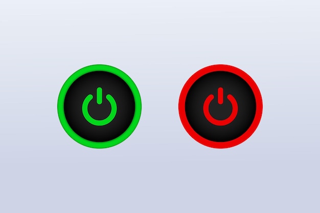 power on off red and green button icon set for vector illustration