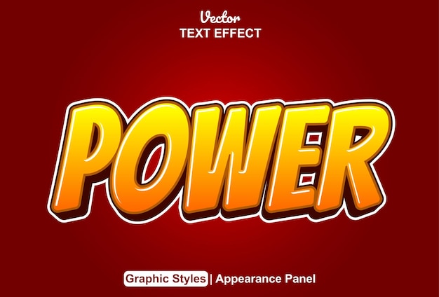 Power text effect with orange graphic style and editable
