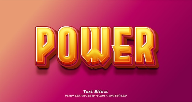 Power title text effect with editable 3d text style